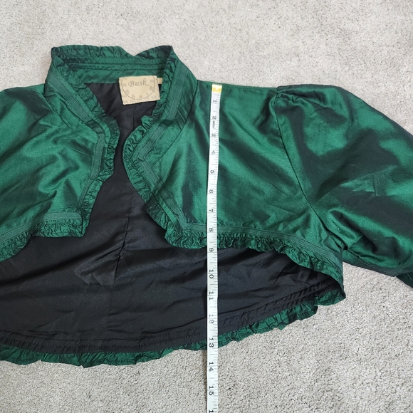 Emerald Green Tafatta Bolero Jacket Size XL Castlecore Renaissance Fairytale - Picture 12 of 14